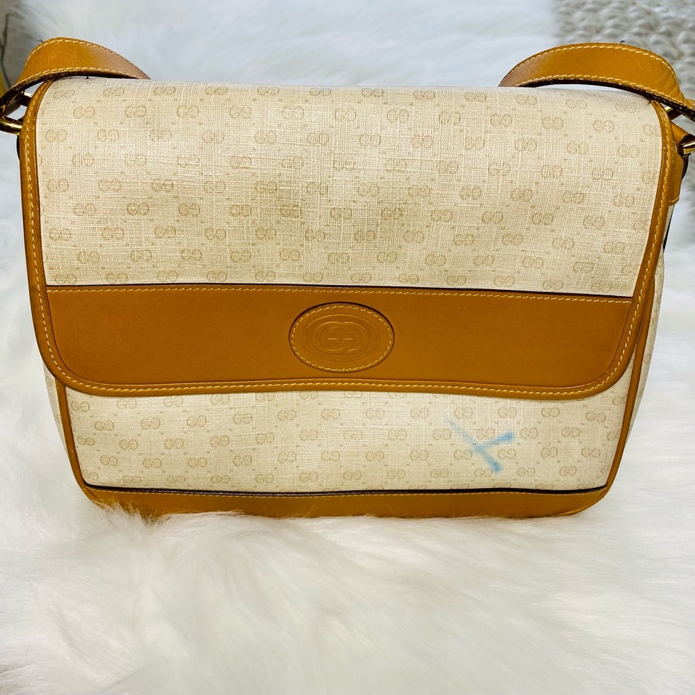 GUCCI Vintage Micro GG Monogram Flap Shoulder Bag
